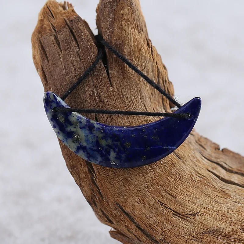 

Natural Lapis Lazuli Crescent Shape Pendant Beads for Jewelry Making, Handmade Natural stones beads 31*15*4mm