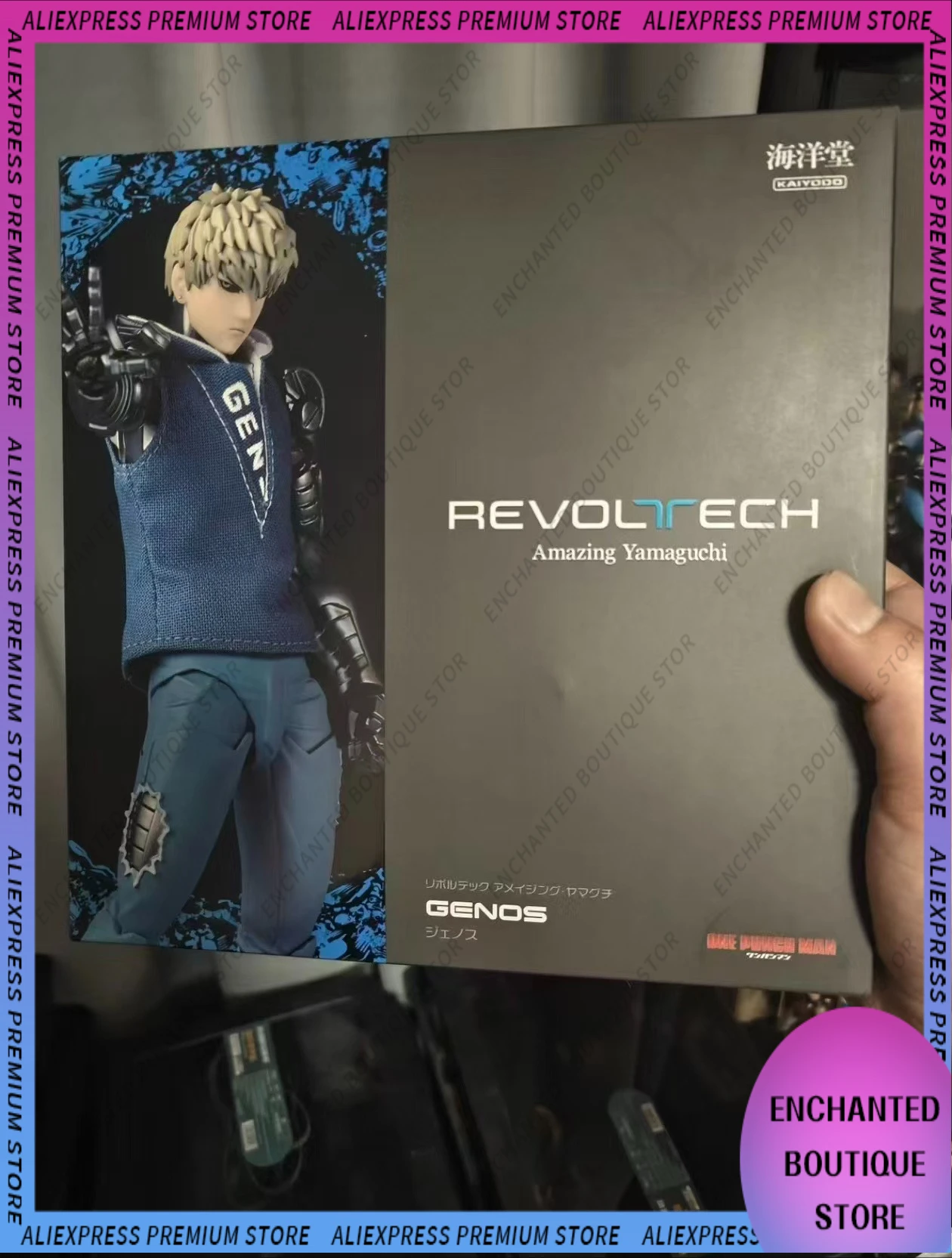 

100% Оригинальная фигурка Kaiyodo Revoltech Amazing Yamaguchi One Punch Man Genos NR076, подлинная, в наличии, модель, игрушка, подарок