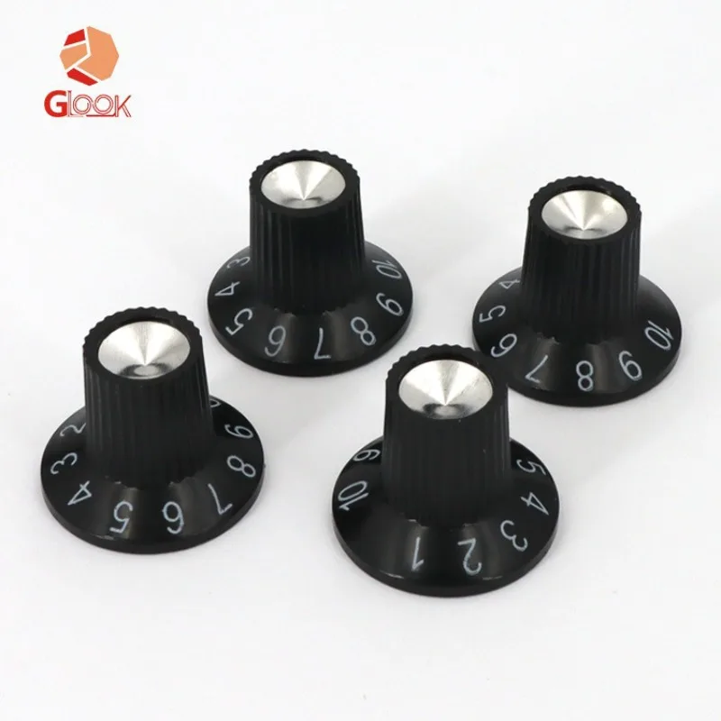 

4pcs Guitar Speaker Audio Volume Potentiometer Knob, Volume Tone Knob Potentiometer Cap Aluminum Leather String Knob