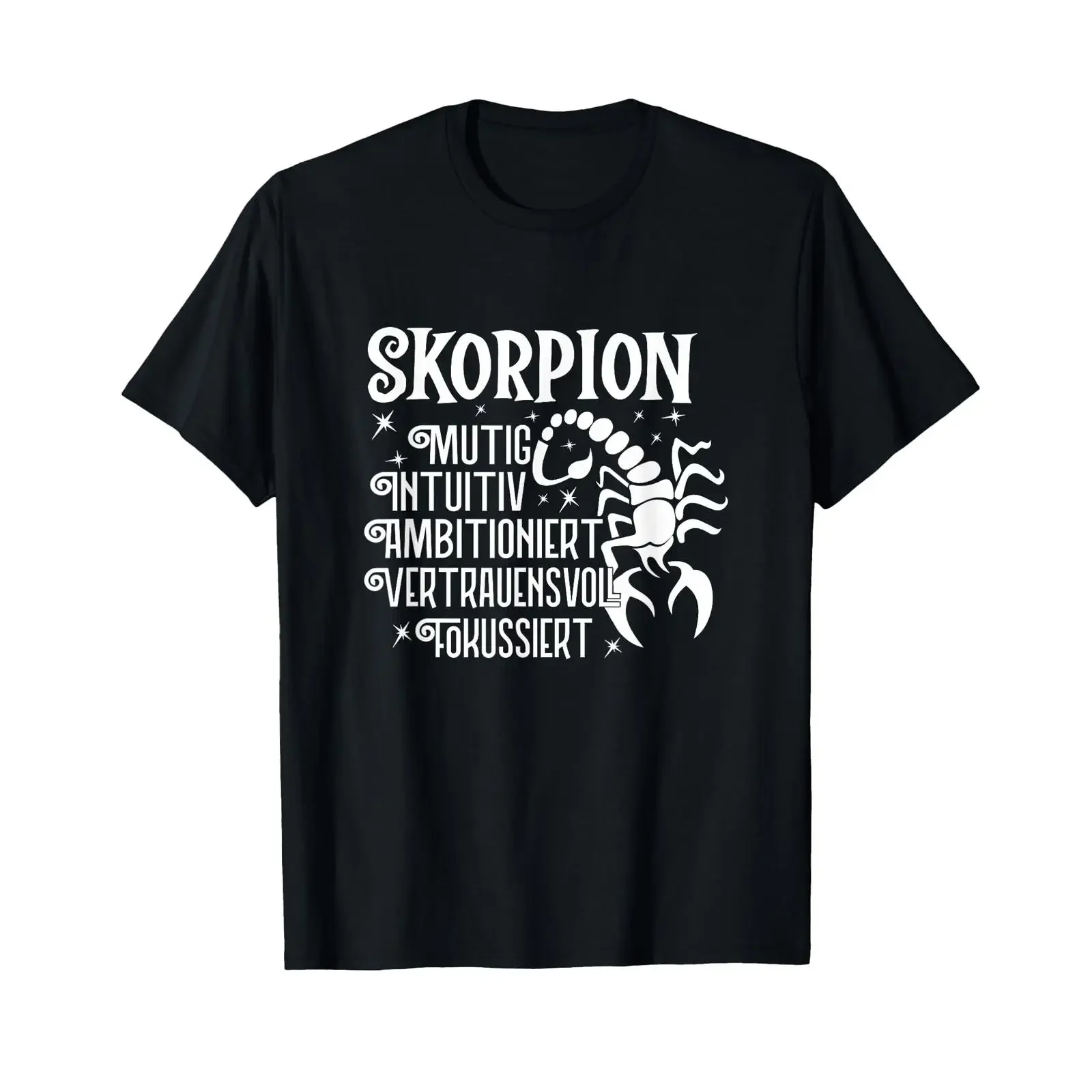 Scorpio Zodiac Symbol with Character Traits T Shirt vintage Washed Comfortable Casual Stretched homme streetwear fashion