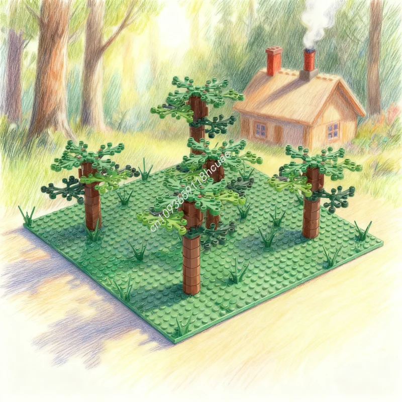 125pcs MOC Simple Forest Creator Model Building Blocks Architecture Assemble DIY Creative Toy Festival Gifts Idea Education