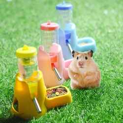 Random Automatic Water Bottle Drinking Feeder Dispenser Bottle 80ML with Food Feeder Station bowl Pet Container for Small Animal