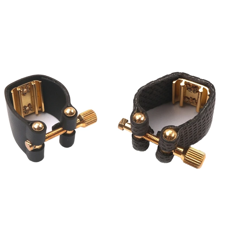 For Sax Saxophone Ligature Accessories Black Compact Fastener Ligatures Mouthpiece PU Leather+Metal Parts