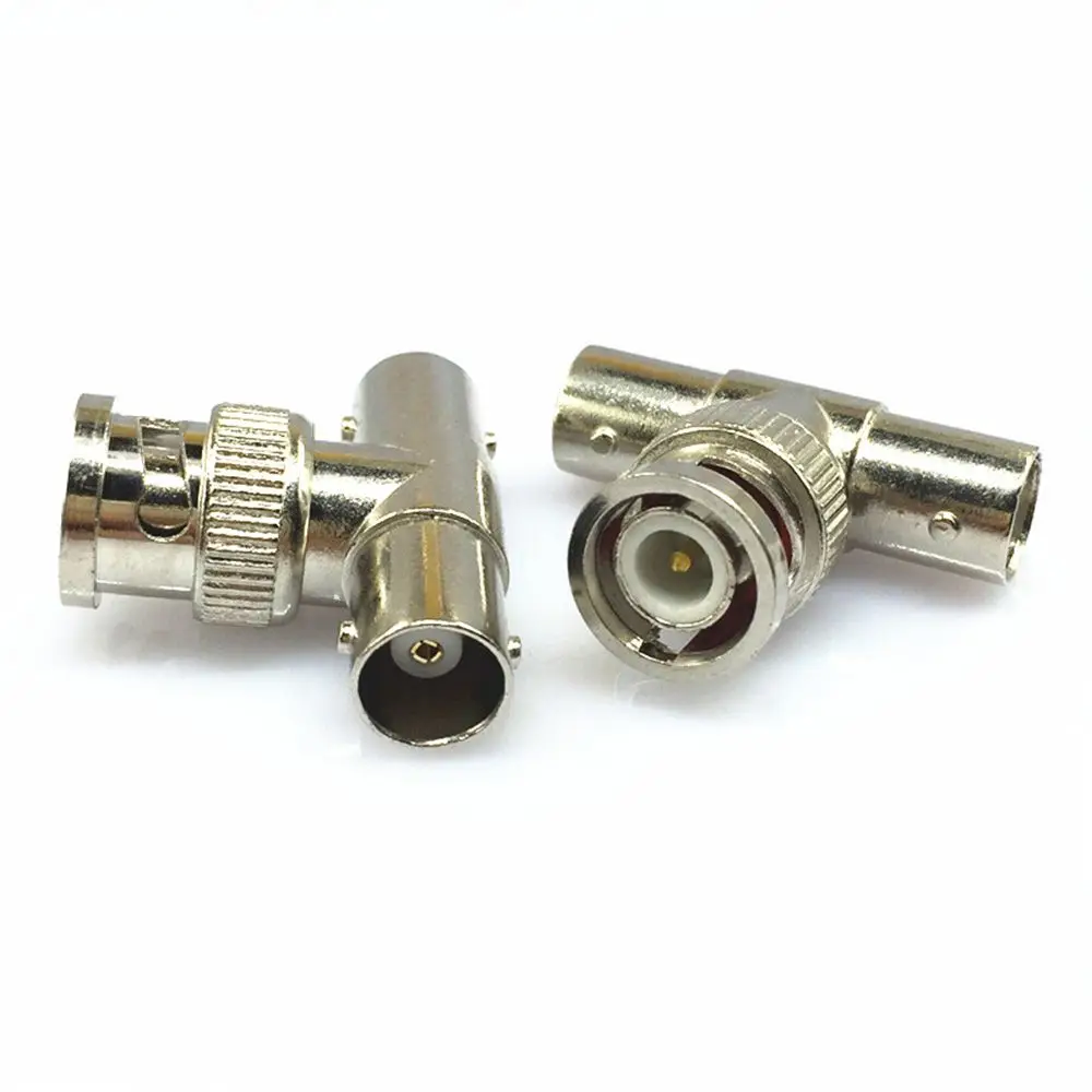 For CCTV Camera DVR Welding Free 3 Way Plug 1 Male to 2 Female Adapter BNC Connector Conversion Head T Splitter