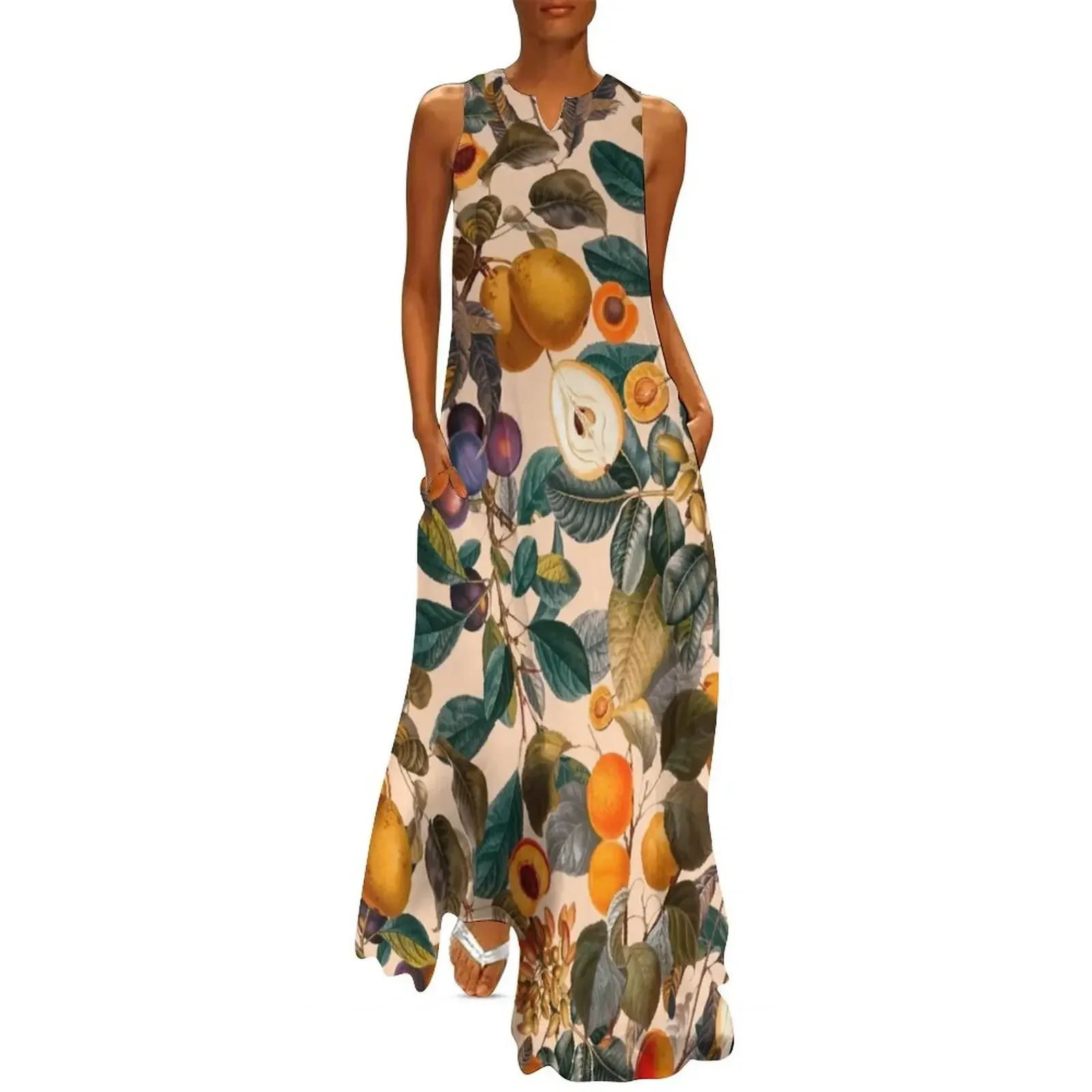 

Vintage Fruit Pattern IX Long Dress birthday dresses for women Elegant gown Women's summer dresses women's dresses luxury Dress