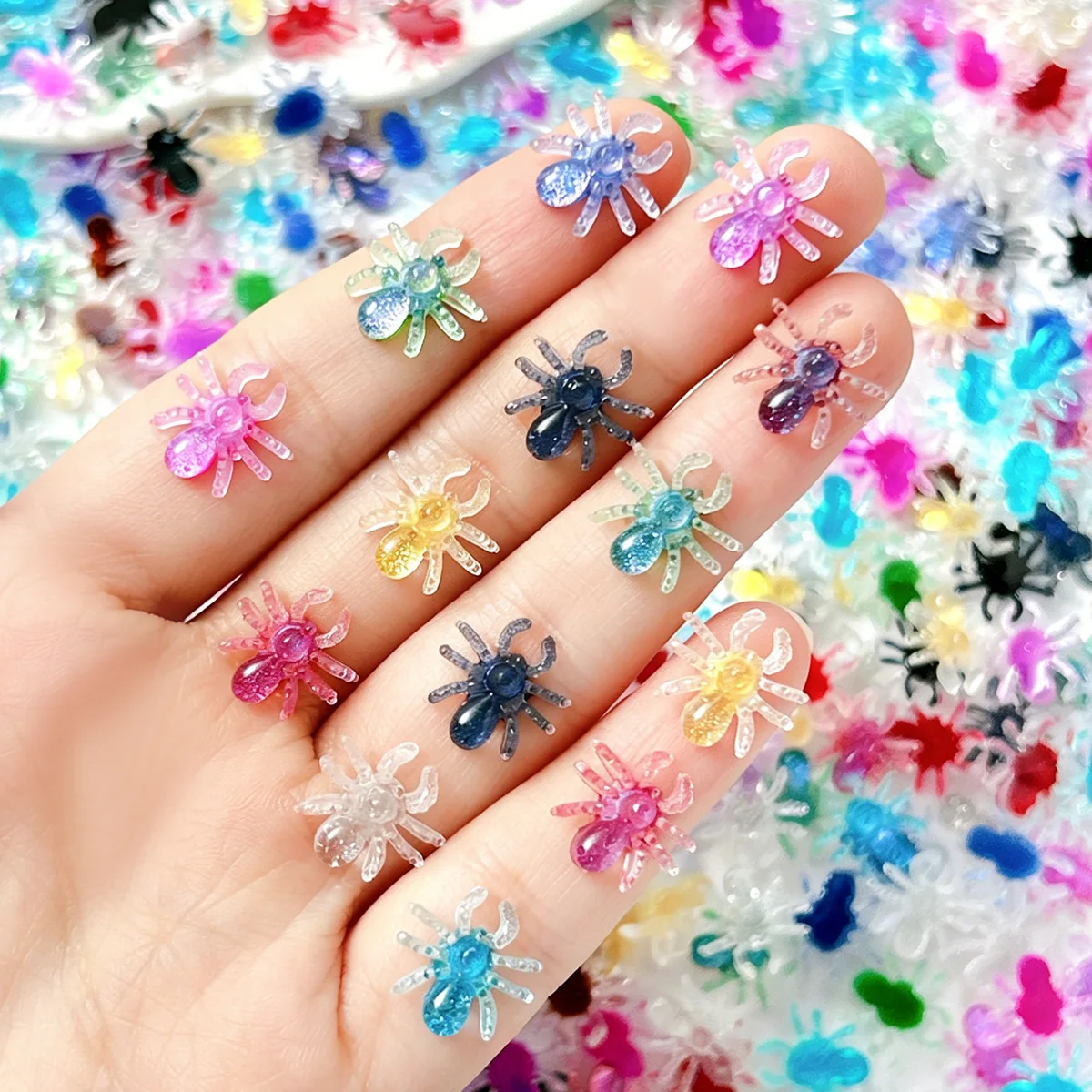 30PCS 3D Acrylic Nail Art Spider Accessories Charms Parts For Halloween Nails Decoration Design Manicure Material Supplies Tool