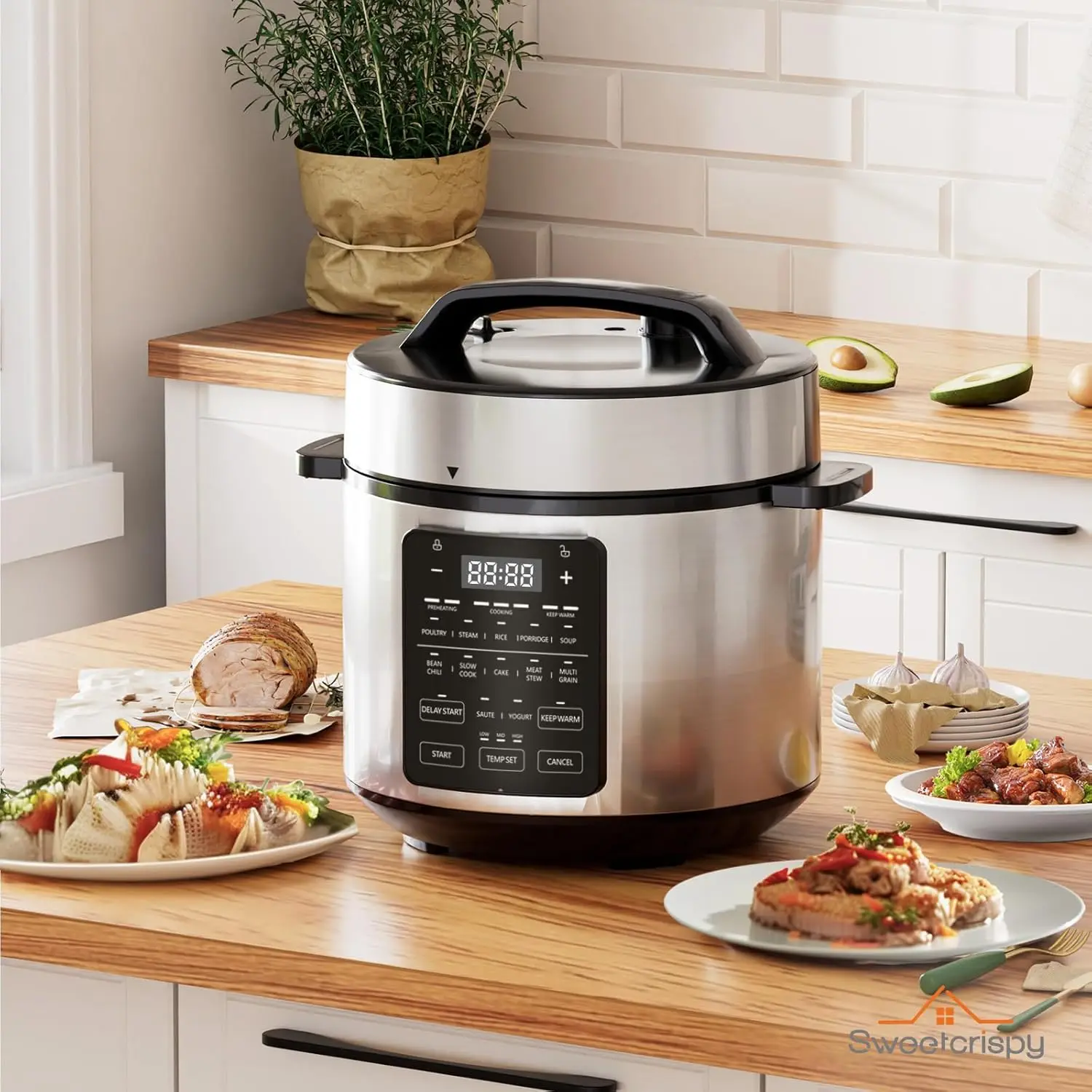 Electric Pressure Cookers 9 in 1 Electric Pressure Cooker 6 Quart, Steamer, Yogurt Maker, Warmer & Sterilizer, Saute