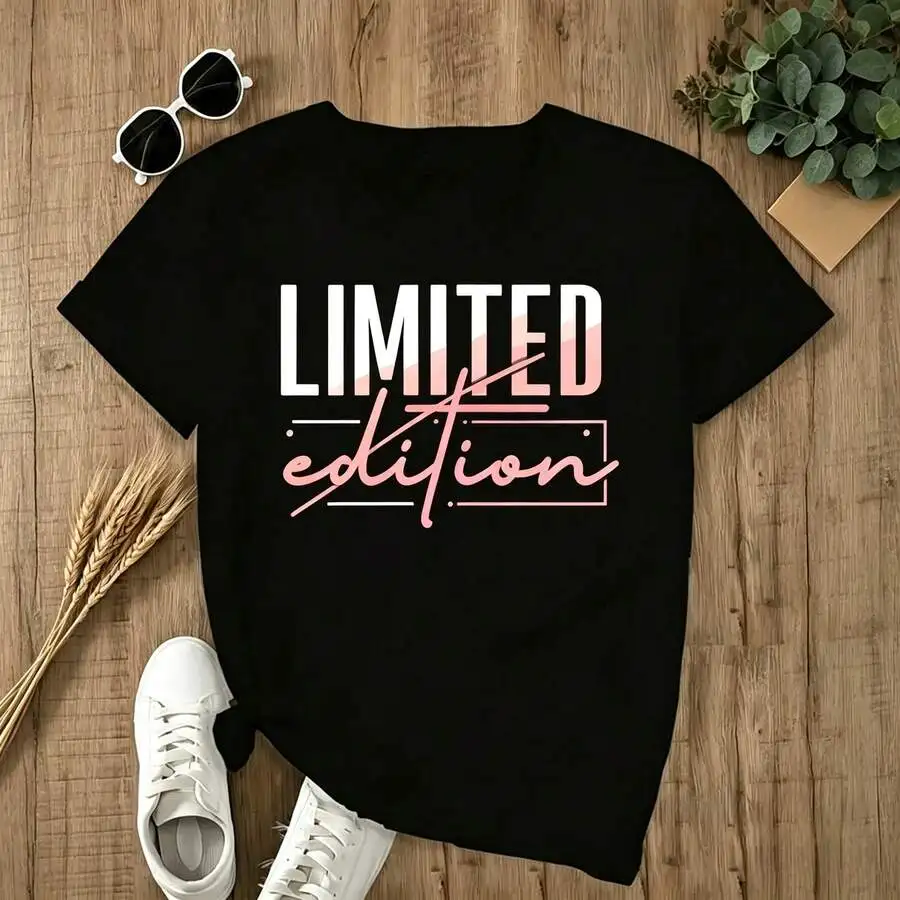 Women Letter Slogan Graphic T‑Shirt Casual Round Neck Short Sleeve Everyday Wear Machine Washable Top