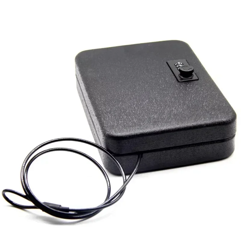 Metal mini car double layer safe with steel rope storage box black password unlock safe car home storage box gun safe