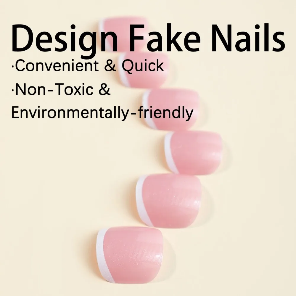 Manucure portable faux ongles Faux ongles tête carrée faux ongles couverture complète courte longueur pied ongles conseils femmes