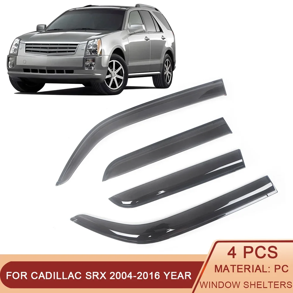 

For Cadillac SRX 2004-2016 Auto Side Window Wind Deflectors Visors Black Rain Guard Door Visor Vent Shades Dark Smoke Ventvisor