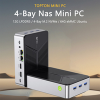 GMKtec Mini PC NAS Intel N150 Dual Boot Desktop Computer 12GB DDR5 64GB EMMC 4*M.2 NVMe Slots Dual Lan Network Attached Storage