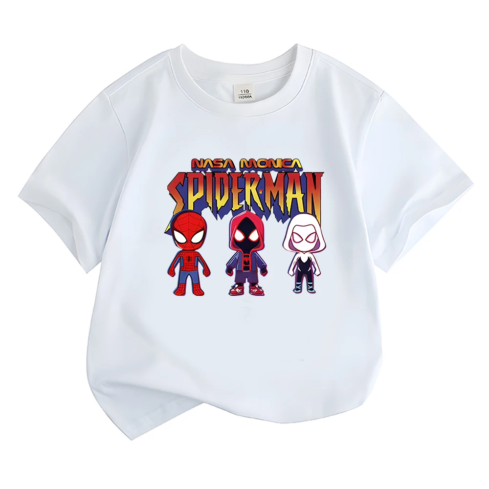 

Marvel Cartoon Spider Man Friends Graphic Tees Kids Summer Tops Oversized T-Shirts White Hip Hop Clothes Children Gothic Blouses