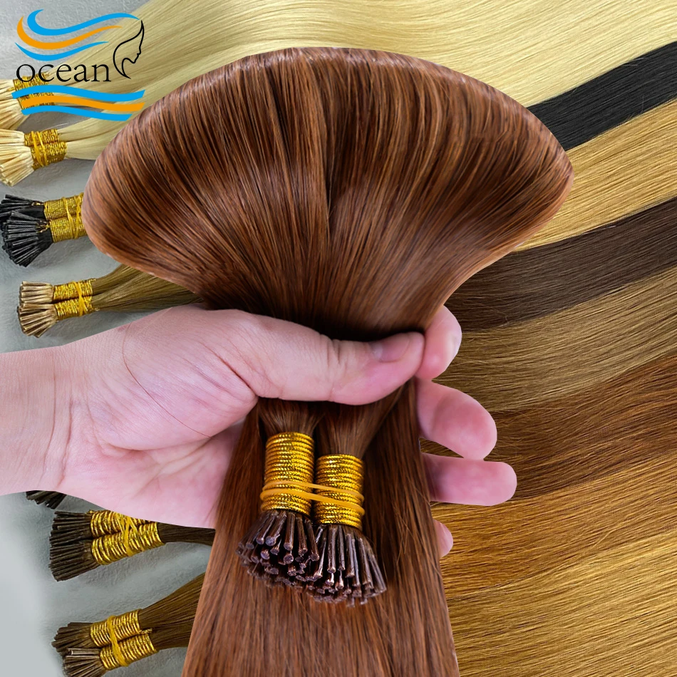 Iチップヘアエクステンション人毛様々な色本物の人毛22インチ本物のIチップエクステンションヘアナチュラルストレートヘア女性用