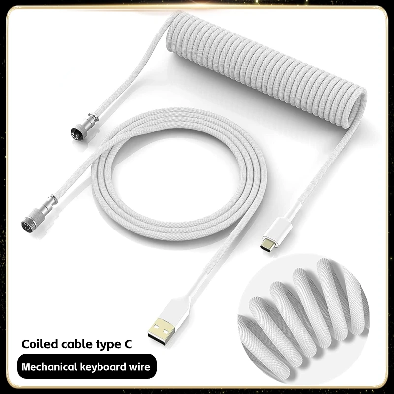 Type C Mechanical Keyboard Coiled Cable Wire USB Port Aviator Coiling Cable Desktop Computer Gaming Keyboard Accessories