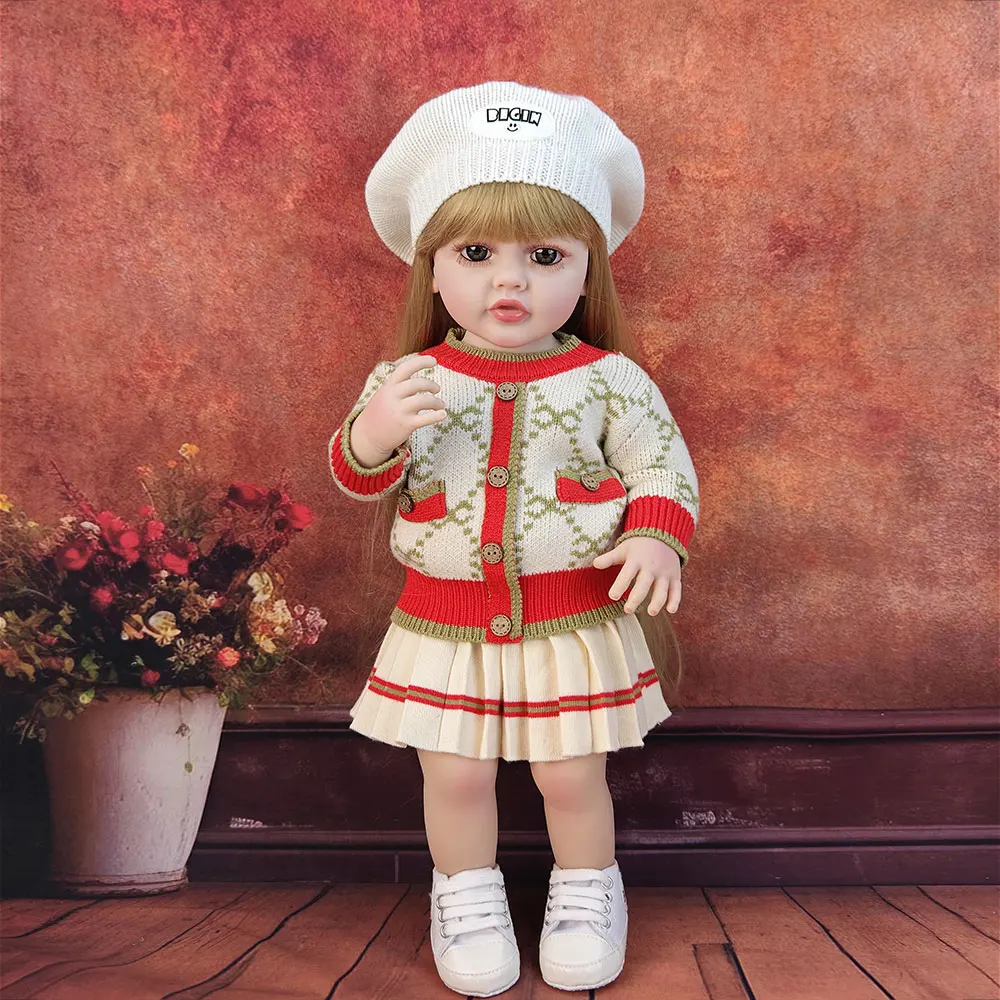 55cm 22inch Baby Soft Body Realistic Newborn Baby Dolls  Full Vinyl Silicone Real Toddler Girl Lifelike Doll Toy birthday gifts