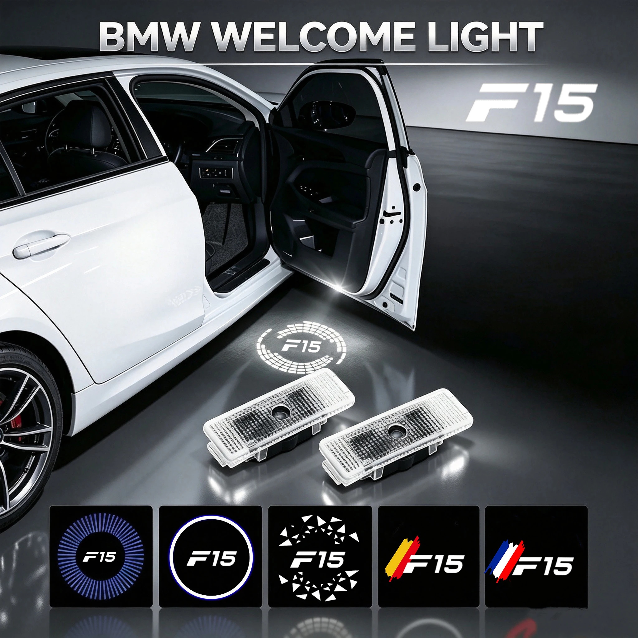 2PCS LED Car Door Projector Welcome Lights For BMW X5 F15 2007‑2023 Ghost Shadow Courtesy Badge Lamp Auto Decor Accessories