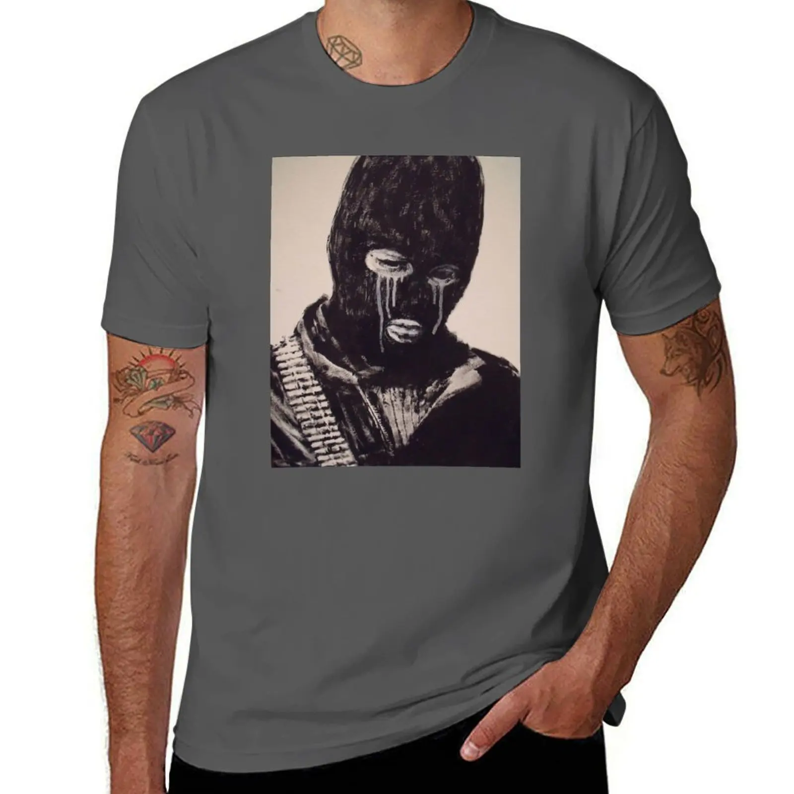 

Banksy Sad Terrorist With Ski Mask Crying T-Shirt man tshirt man t shirt cotton high quality t shirt man designer T-Shirt