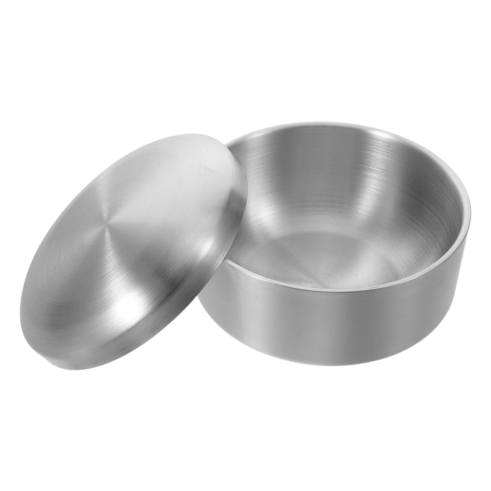 Stainless Steel Shaving Soap Bowl with Lid Double Layer Heat Preservation Create Rich Lather Shaving Cream Dish for Men