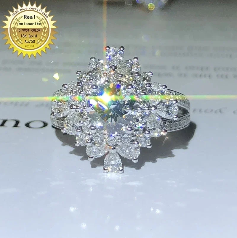 

1 2 3 4 5Carat 9K White Au375 Gold Ring DVVS1 Moissnite Diamond Ring Wedding Luxuly Party Engagement Anniversary