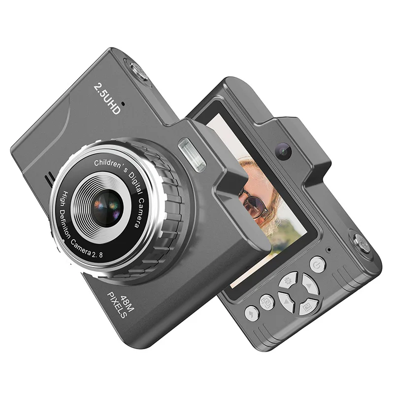 Student Digital Retro Camera 48MP Dual CCD Lens 2 8 Inch IPS Screen Eye Protection with 8x Optical Zoom Feature