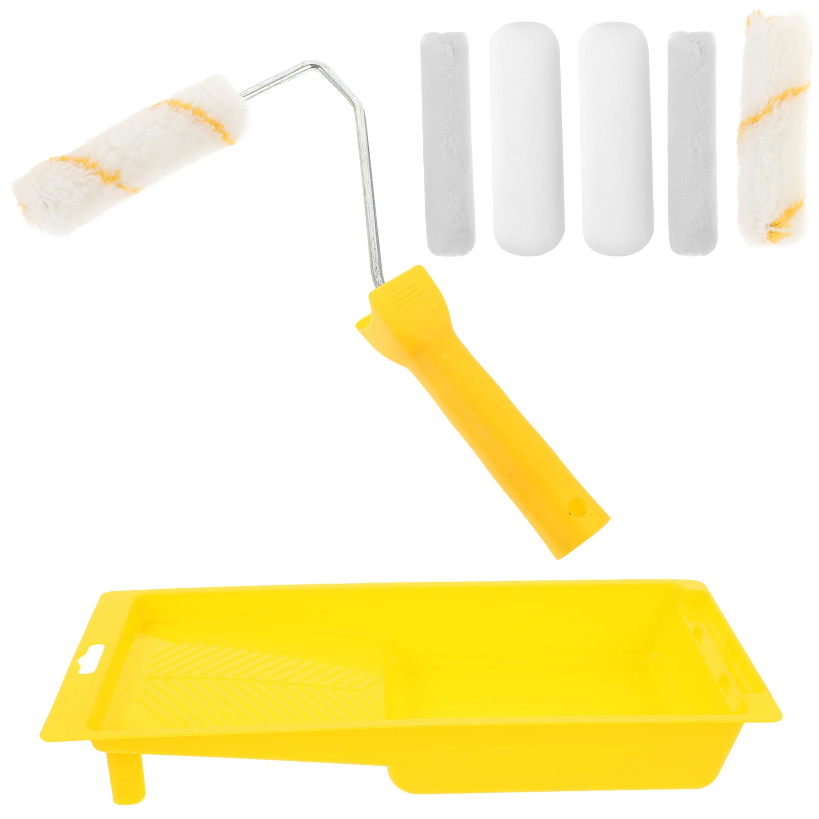 

1Set Paint Roller Kit 4 Inch Portable Holder Tray for Wall Cabinet Floors Stairs Versatile Household Painting Tools