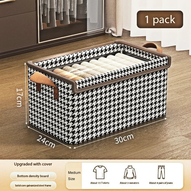Wardrobe with Dust Cover, Foldable Large Storage Box, Household Multifunctional Folding Clothes Classification Storage Basket - view 4