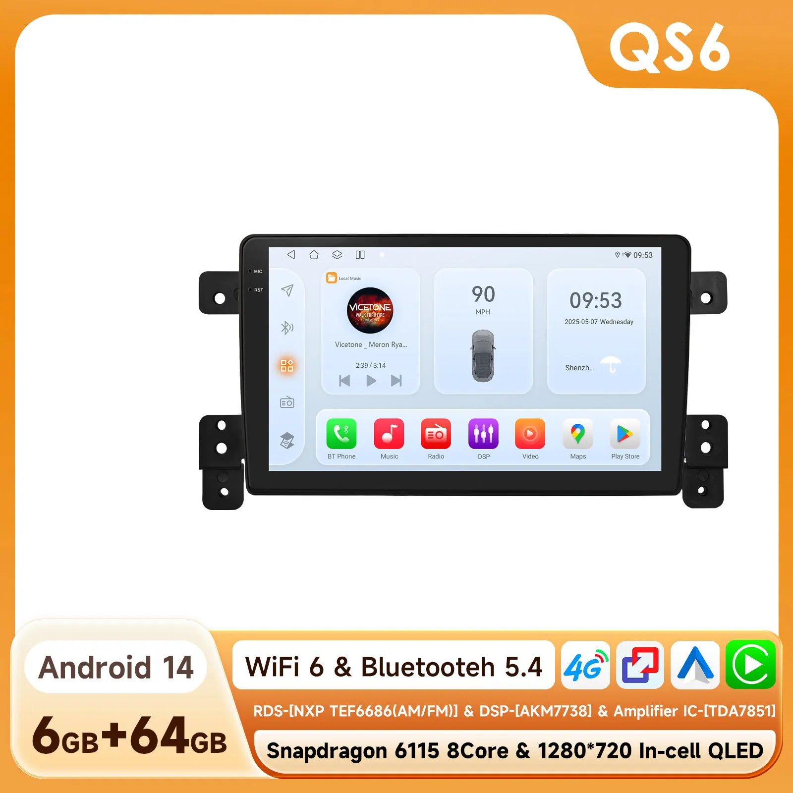 Hizpo 9 inch Qualcomm 8 Core Autoradio voor Suzuki Grand Vitara 2005-2015 Multimedia Video Player 2Din Android Navigatie Head Unit