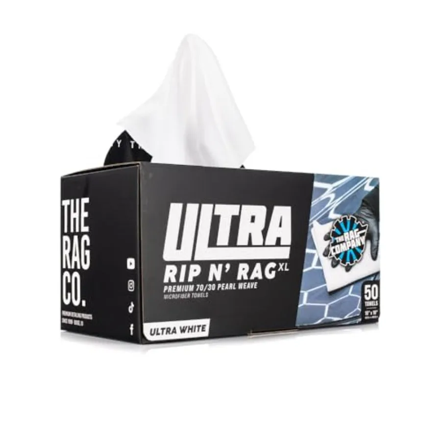 

Ultra Rip N' Rag XL Premium Reusable Pearl-Weave Microfiber Towels for Coatings, Glass, Detailing, Home, RV and More - 50 Count
