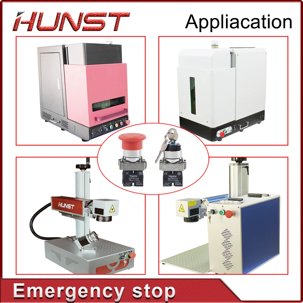 Hunst Emergency Stop Button NC Key Switch NO AC15 10A for CO2 Laser Engraving Cutting Machine