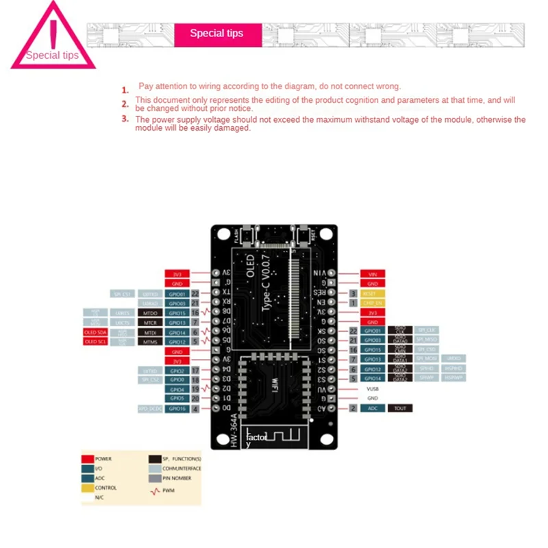 Carte de développement PCB ESP8266 avec écran OLED de 0.96 pouces, Module Wifi CH-340,ESP-12E pour la programmation Arduino IDE/Micropython