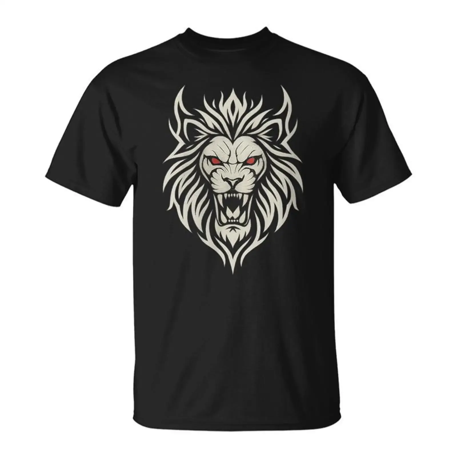 Majestic Lion Tribal Tête De Puissante Yeux Rouges T Shirt Cadeauxyz vintage Washed Casual Stylish Versatile streetwear Soft