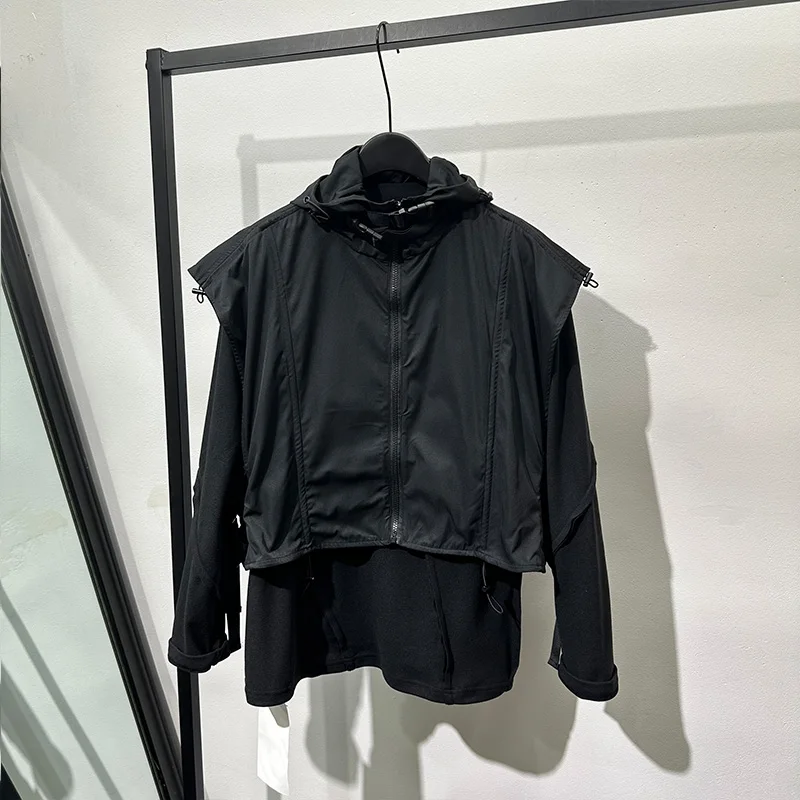 เสื้อกั๊ก TIFICY High Street รุ่นผู้ชาย สไตล์ดิฟเฟอร์เทนท์ สำหรับทำงานกลางแจ้ง ทรงสั้นหลวม มีฮู้ด เสื้อแจ็คเก็ตแขนกุดระดับไฮเอนด์ยอดนิยม