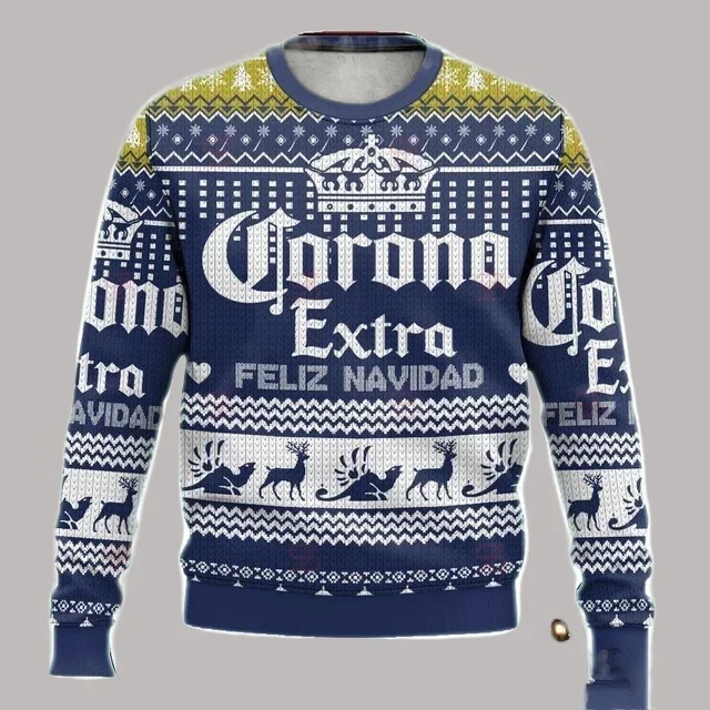 25/26 كورونا البيرة سترة قبيحة كورونا عيد الميلاد سعيد البيرة شرب هدية الكريسماس الرجال والنساء حجم كبير سترة عصرية