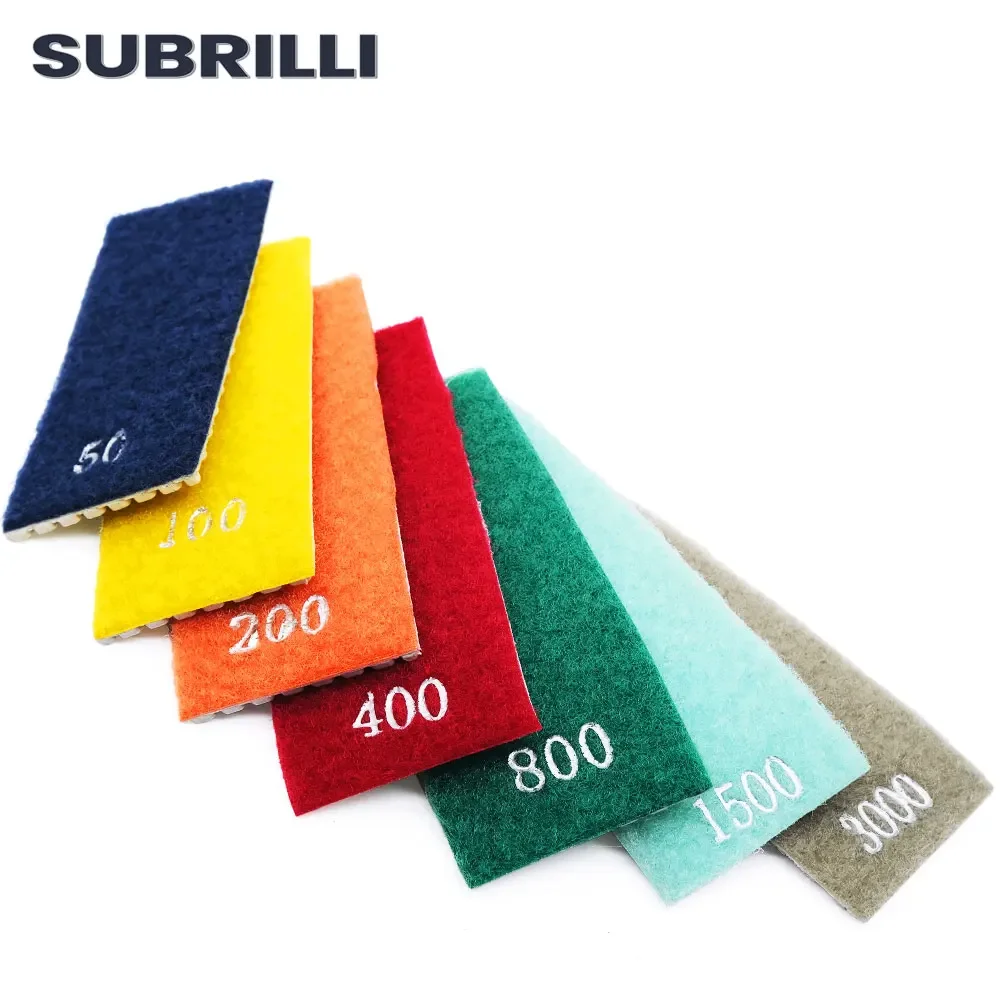 SUBRILLI Hand Diamond Pad Flexible Polishing For Concrete Glass Marble Stone Ceramic Tile Rubber Backer Pad 120 X 45mm 1 piece