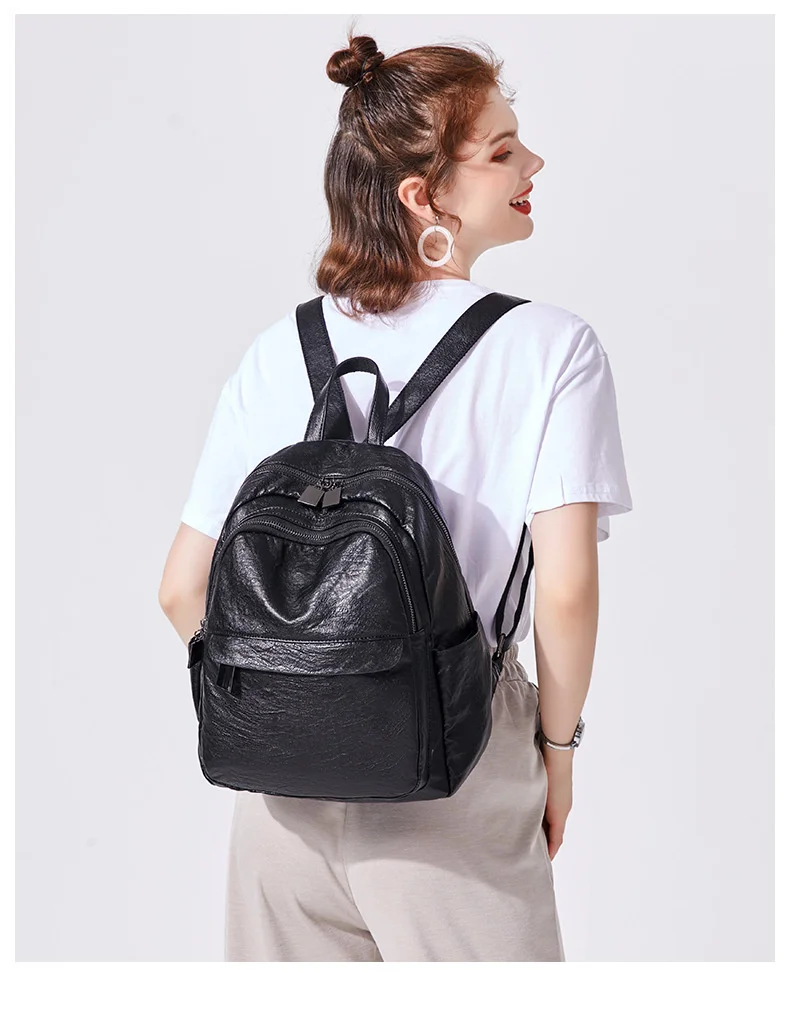 Women Backpacks Leather Female Travel Shoulder Bag High Quality Fashion for School Bags C1136