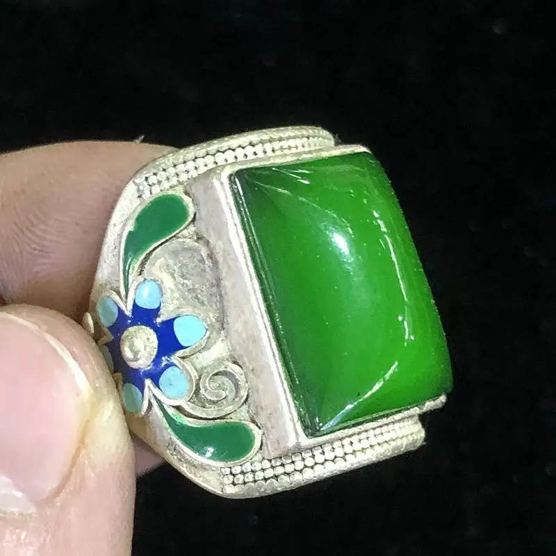 Разное антикварное кольцо Daqing Qianlong Year Jingtai с синими и зелеными бусинами, специальное предложение