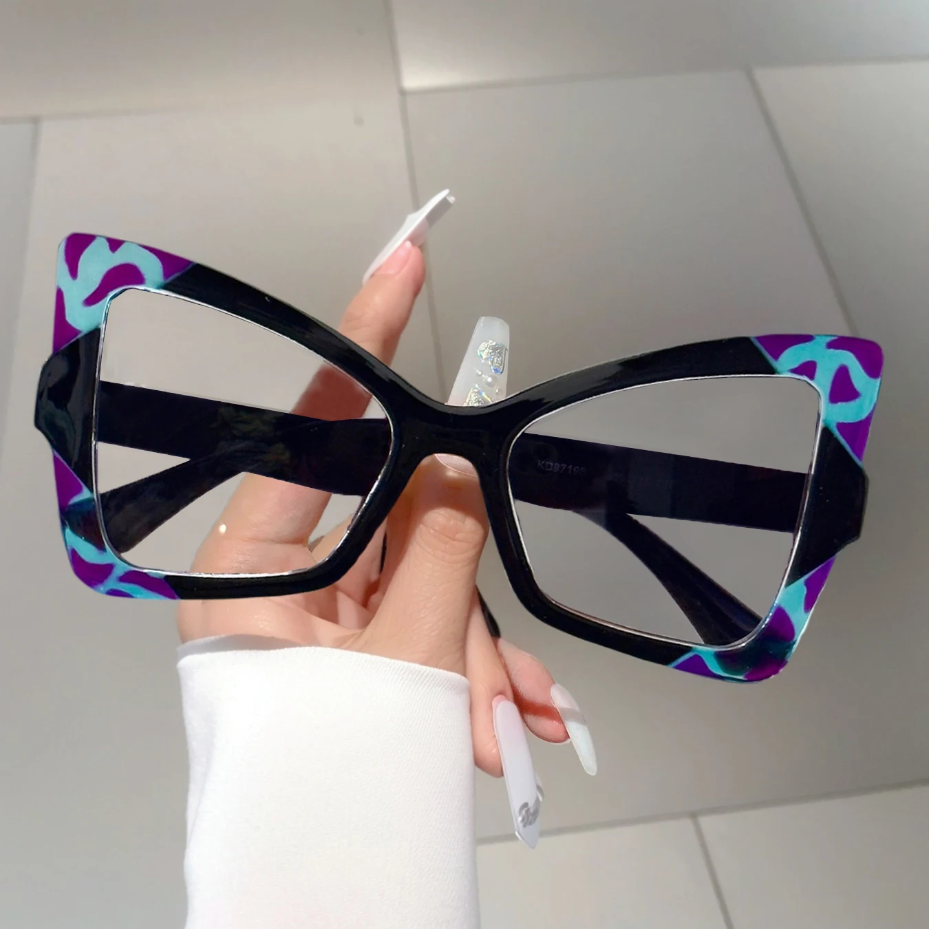 Oversized Cat Eye-modebril voor dames Trendy contrastkleurig ontwerp Frame-bril