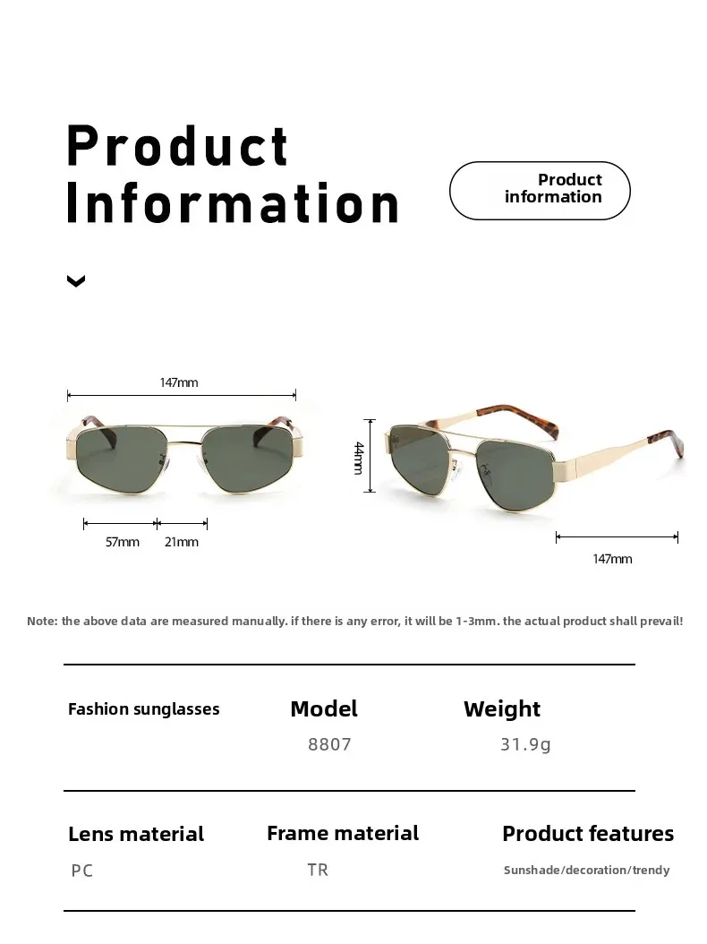 Pilotensonnenbrille Damen Sonnenbrille Metallrahmen Doppelte Brücke Herren Fahrbrille Brillen Mode Brillen 2025, Trend UV-Schutz – Detail 4
