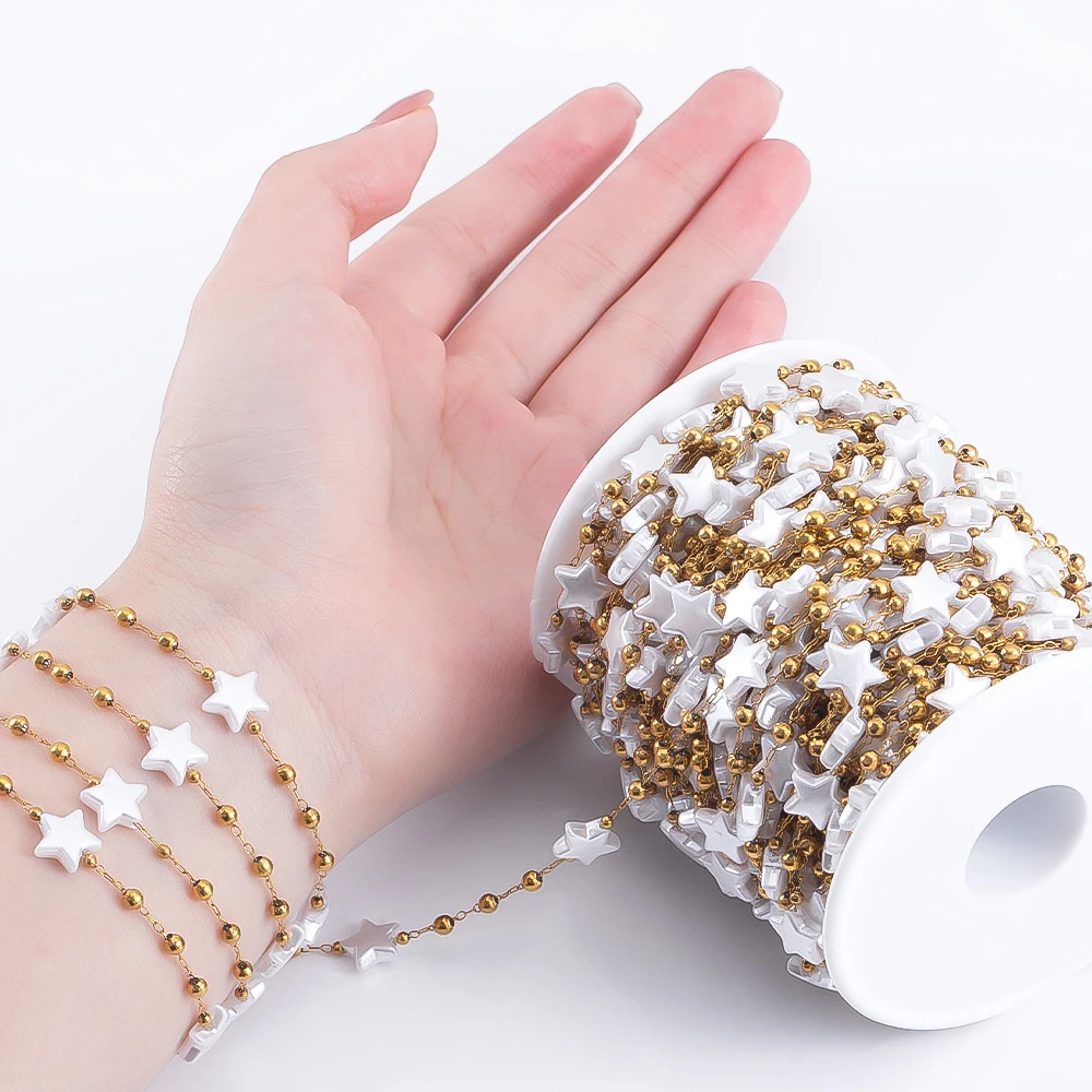0,5 M 1 M Unregelmäßige Imitation Perle Perlen Ketten Metall Halsketten Armbänder Perle Kette Frauen Kleidung Schmuck Machen DIY liefert – Detail 17