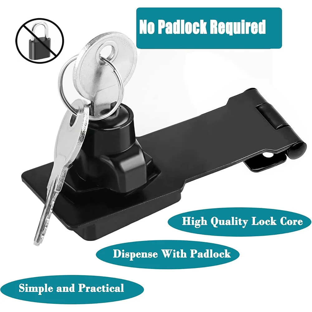 Sliding For Door Latch Padlock with Key Stainless Steel for Cabinets Drawers and For Door Latches Zinc Alloy Build