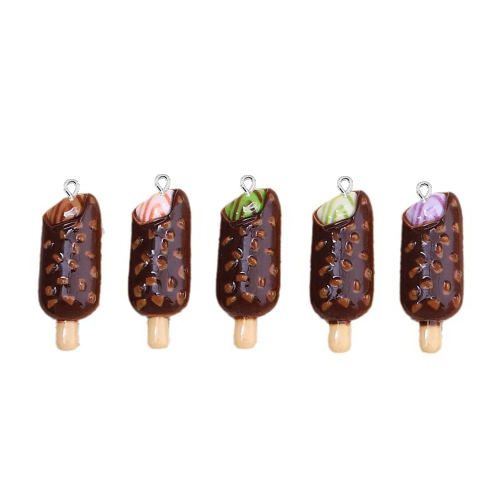 10PCS Shiny Chocolate Popsicles Series Flat Back Charms For Earrings Bracelet Hairpin DIY Jewelry Pendants Decoration Accessorie