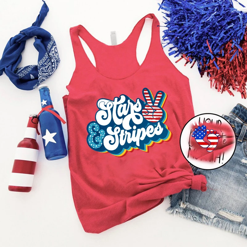 

Stars and Stripes Tank Tops 4th of July Tank Top Fourth of July Tank USA Tank Top America Women Clothes Patriotic Gothic Top L