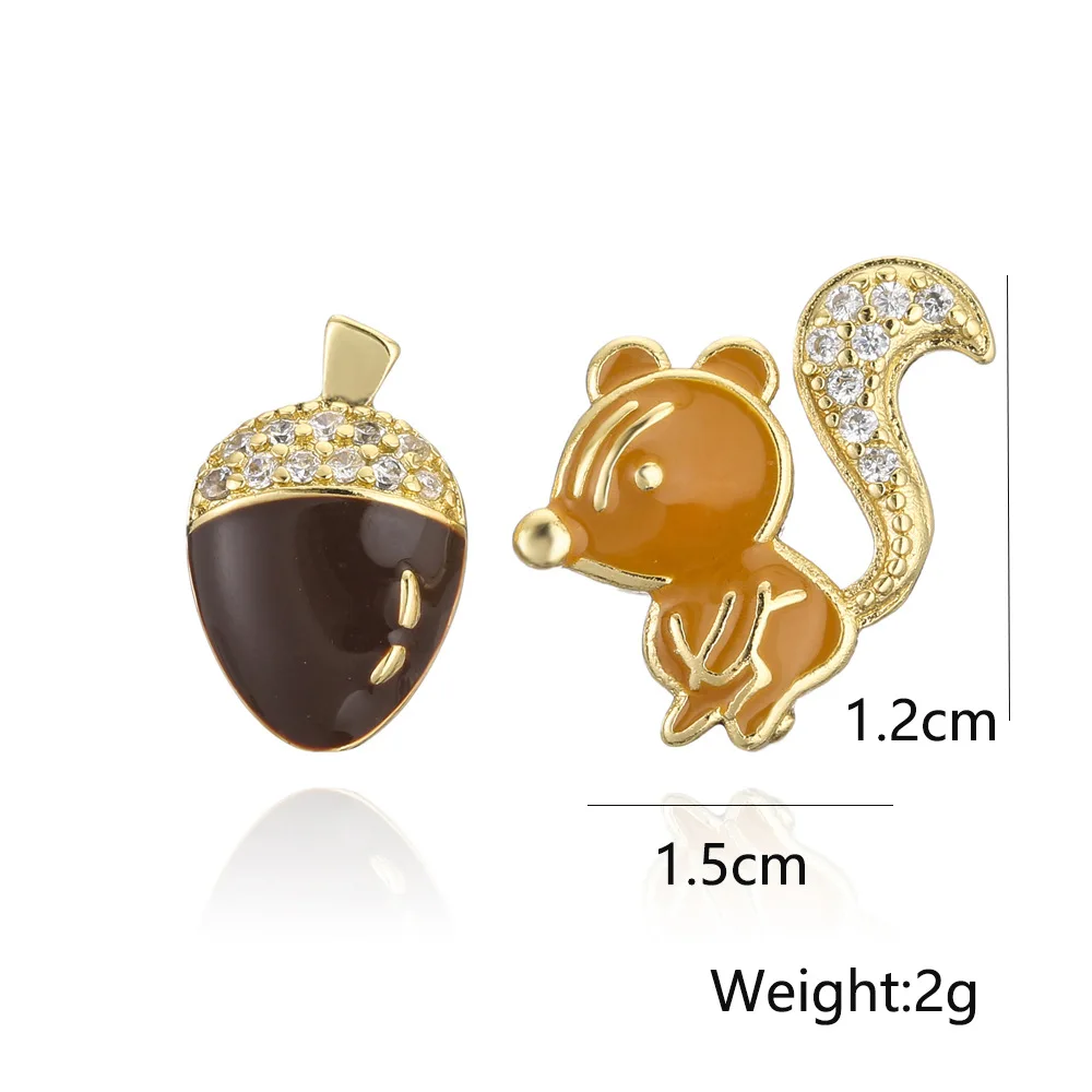 GANPUP Kreative Niedliche Eichhörnchen-Trester-Ohrringe für Frauen, Modische Neue Ohrpiercing-Strass-Schmuckstücke, Geschenk für Partys – Detail 1