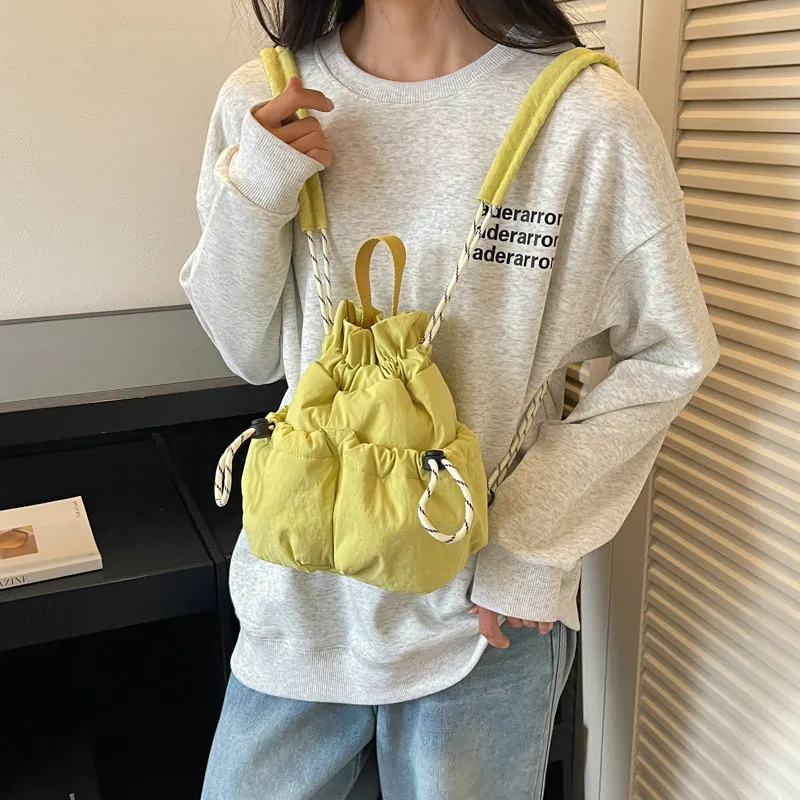 Mini drawstring backpack for women, Korean style, lightweight, casual, sporty, versatile, suitable for commuting and travel