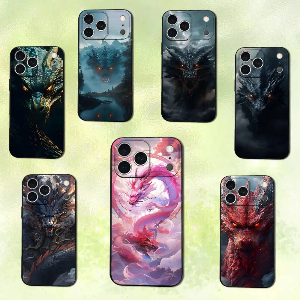 

Fierce Cool Myth Dragon Phone Case For iPhone 14,13,17,12,11,16,15,Plus,Pro Max,XS,X,XR,SE,Mini,Soft Silicone Black Cover