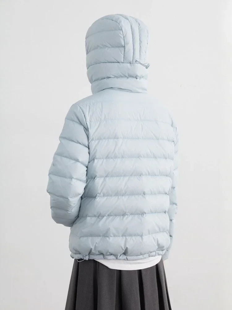 CHIC VEN-abrigos de plumas para mujer, chaquetas coreanas informales con diseño de tira sólida, chaquetas de pato blancas con capucha, ropa femenina para Otoño e Invierno 2025