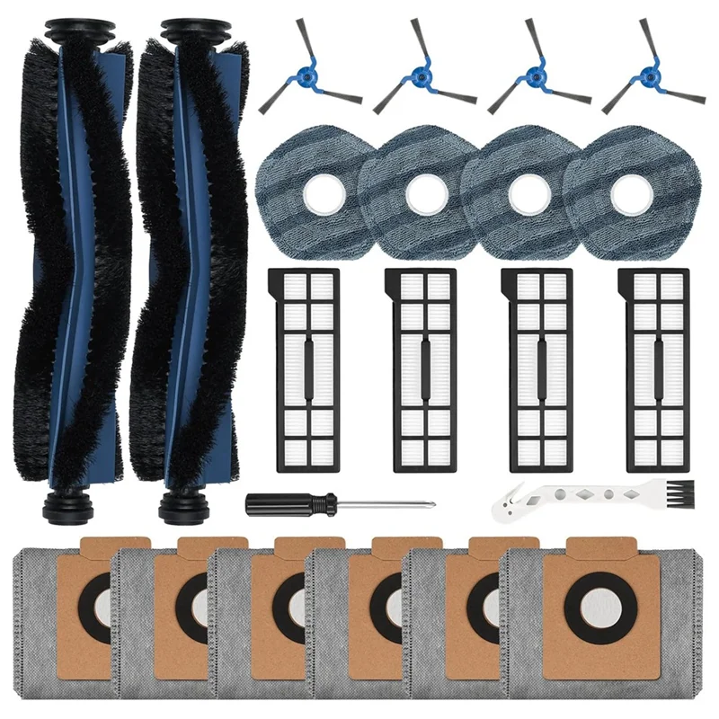 A74G-ملحق لـ Eufy X10 Pro Omni جهاز آلي لتنظيف الأتربة طقم قطع غيار يتميز بالفرشاة الرئيسية فرشاة جانبية فلتر Hepa ممسحة قماش الغبار B