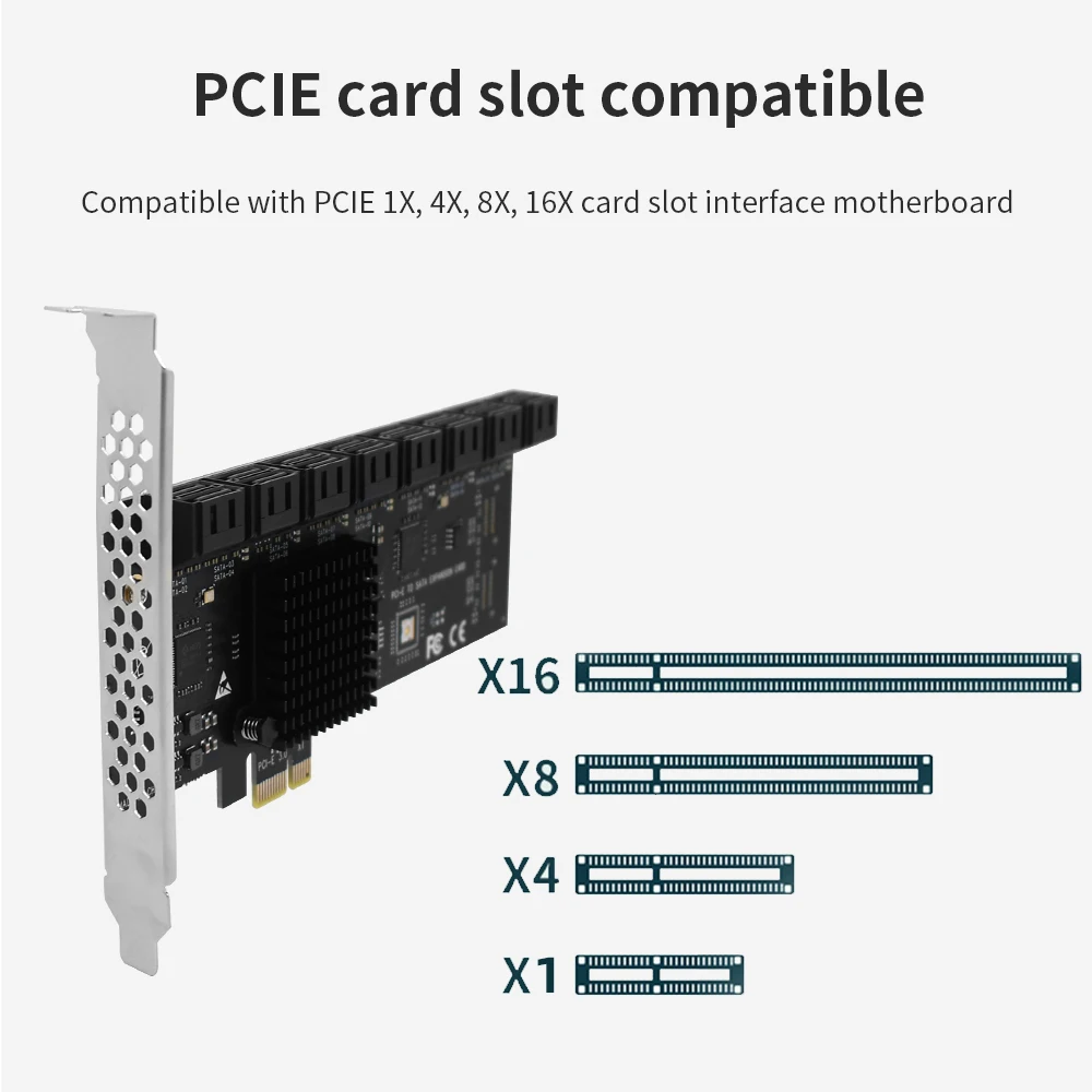 مهايئ بطاقة توسعة PCIE Sata 1X إلى 2/6/10/16 منفذ SATA3.0 PCI-E مهايئ PCI Express مضاعف PCIE3.0 Sata إضافة على البطاقات