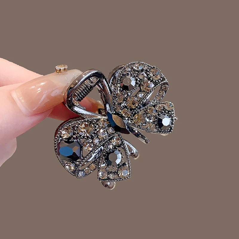 Exquisite Hollow Bow Hairpin New Rhinestone Small Grabber Girl Cute Bangs Clip Side Clip Sweet Hair Slide